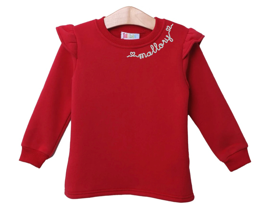 Ruffle Sweatshirt- Red