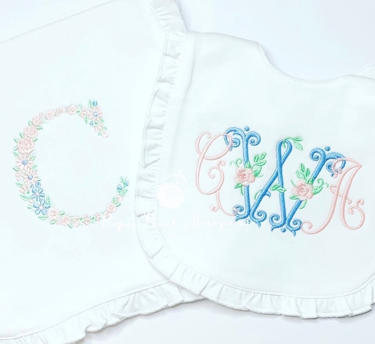Ruffle bib + burp cloth