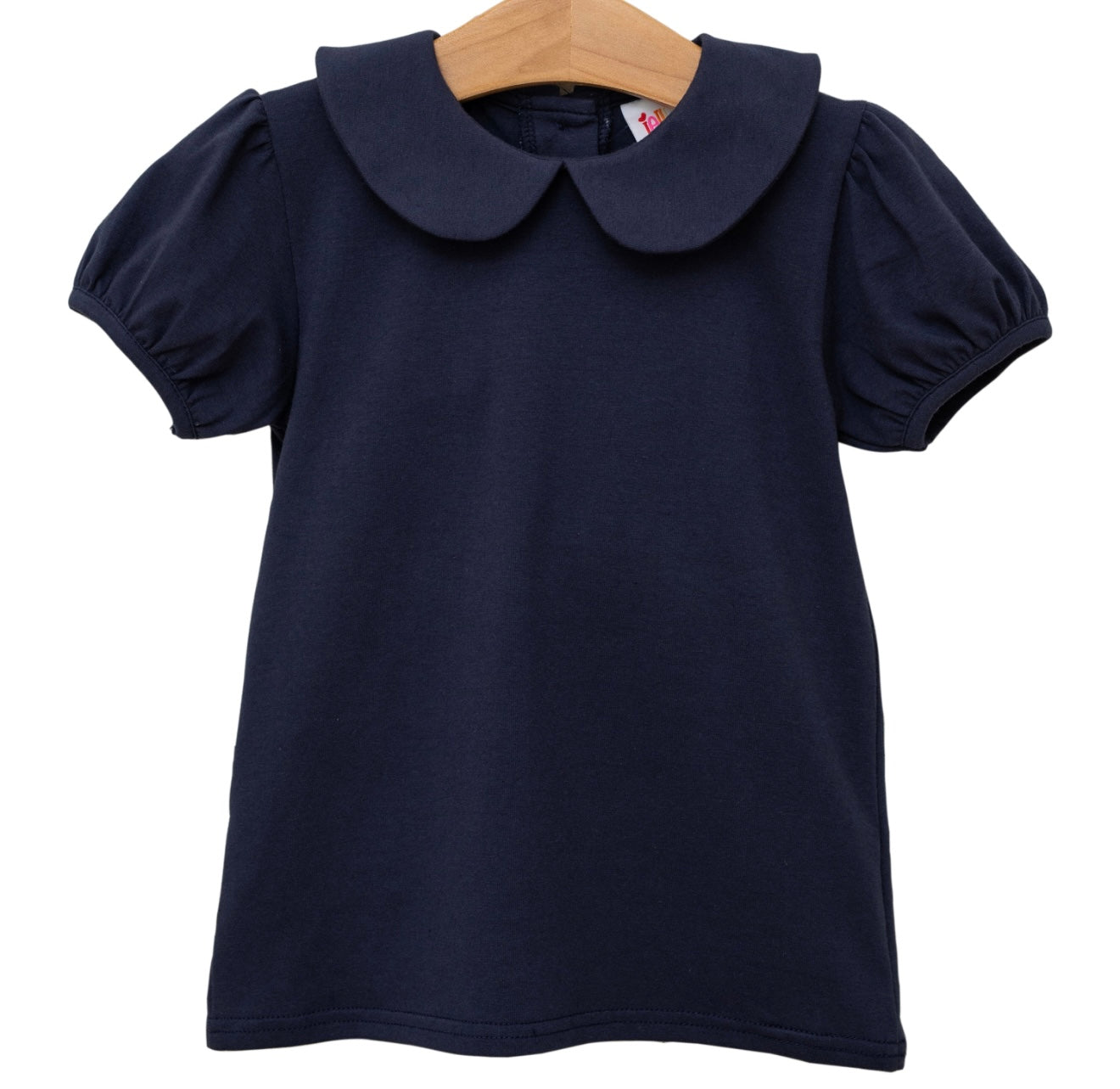 Girls Peter Pan Collar Top (White & Navy)