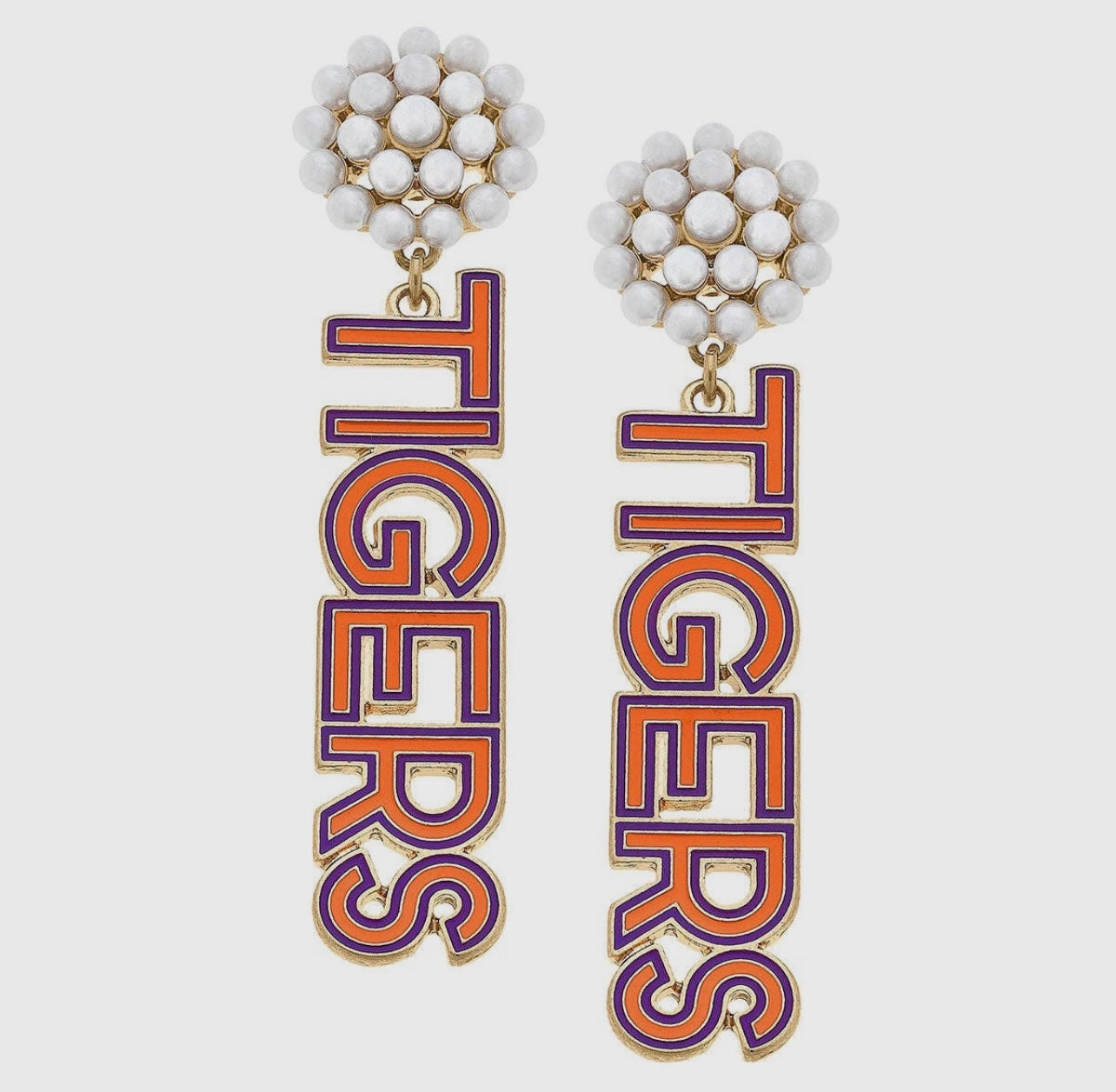 Clemson Tigers Pearl Cluster Earrings