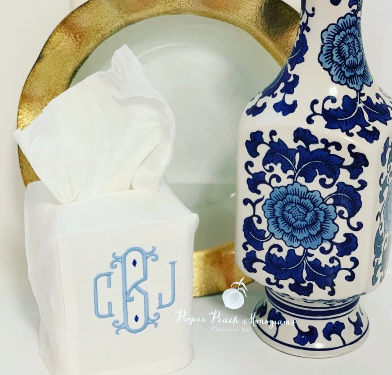 Linen Tissue Box Cover