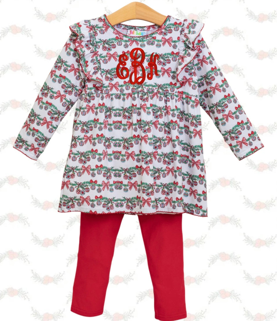 Bows & Baubles Christmas Flutter Pants Set