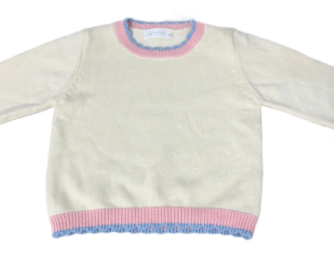 Cream with Pink/Blue Trim
