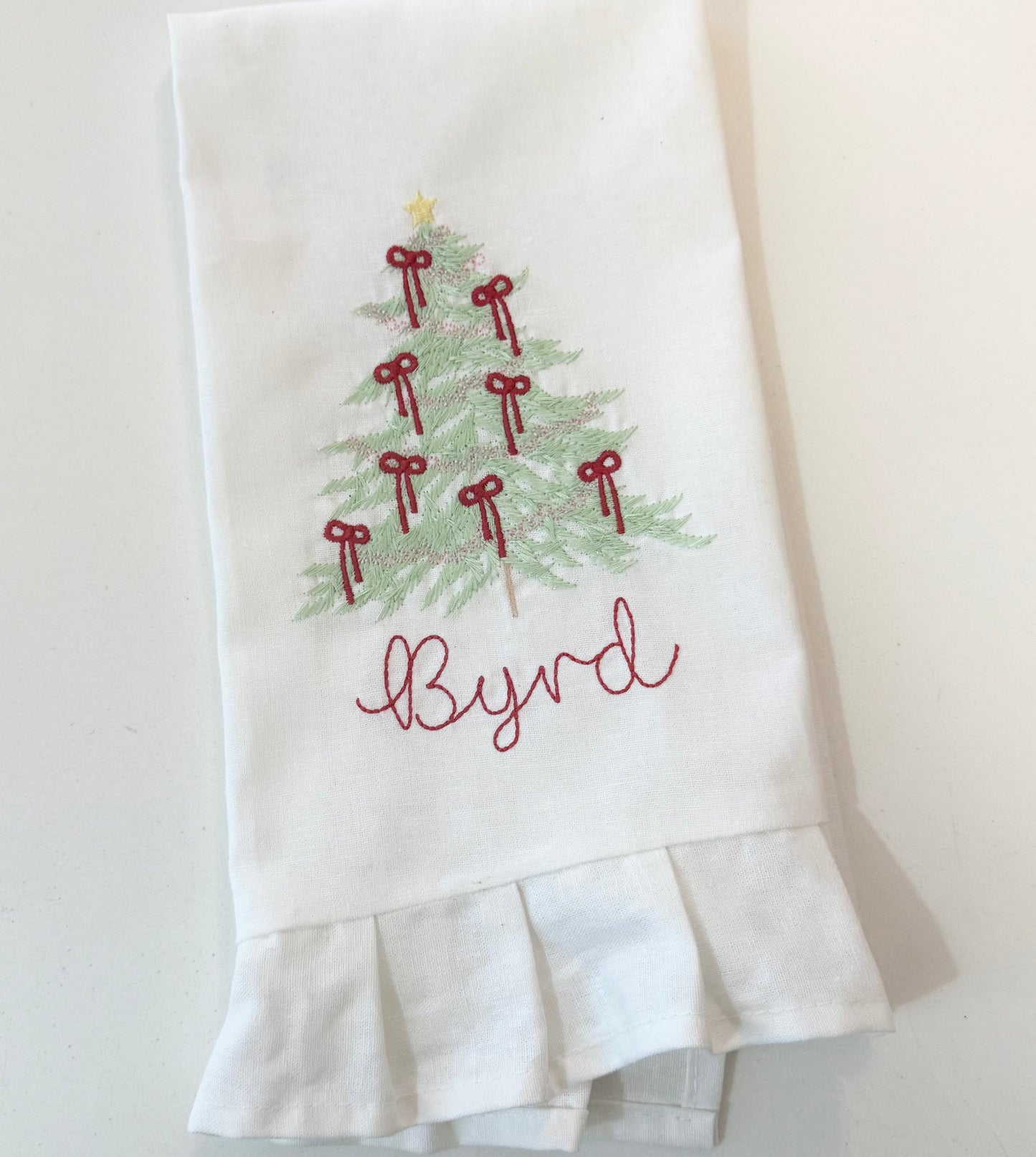 Christmas Tree Ruffle Tea Towel