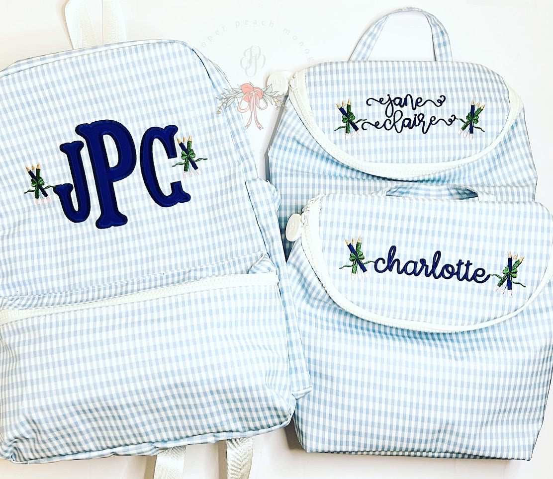 Backpack- Mist Gingham