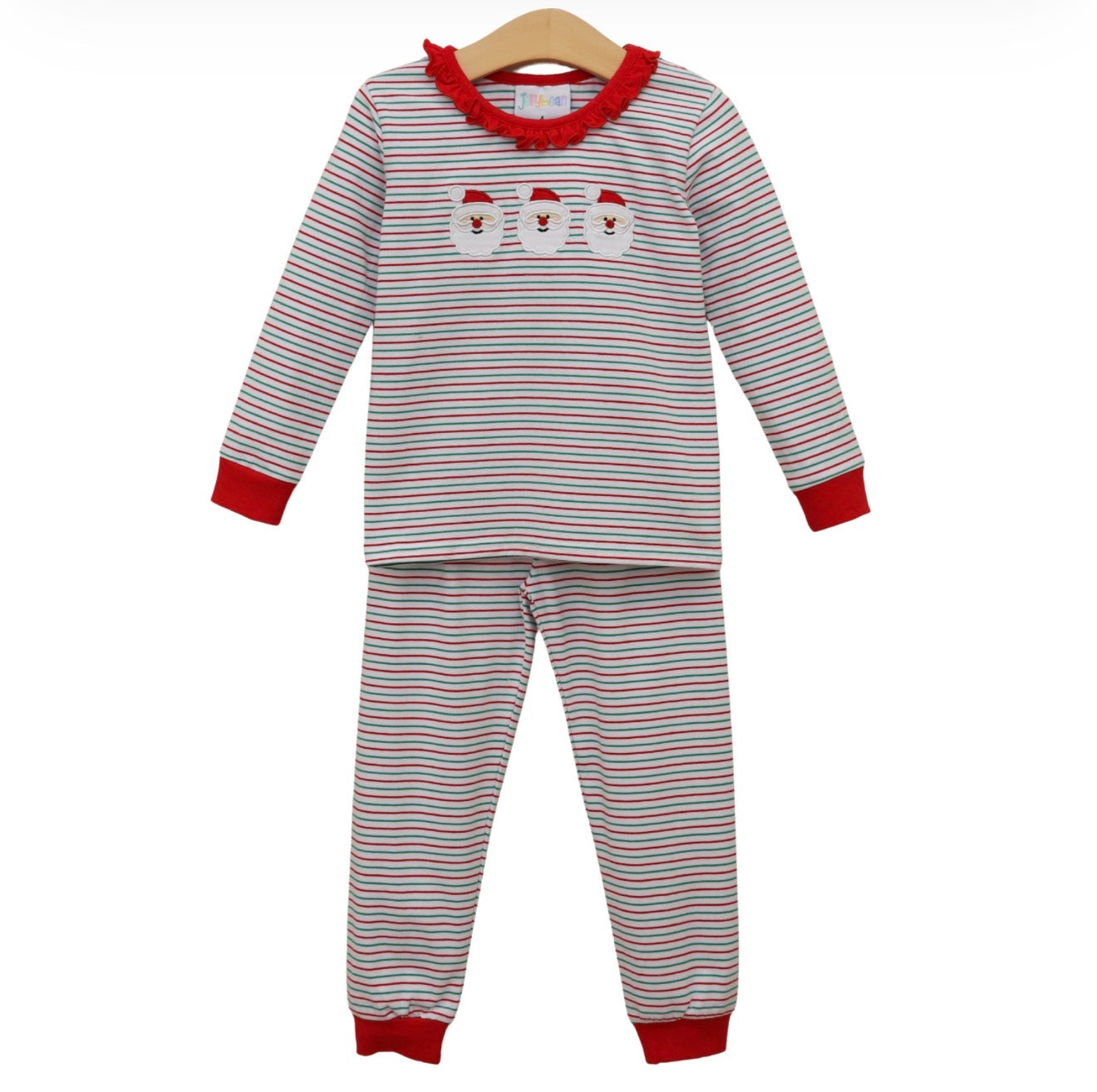 Christmas Candy Stripe Santa Ruffle Set