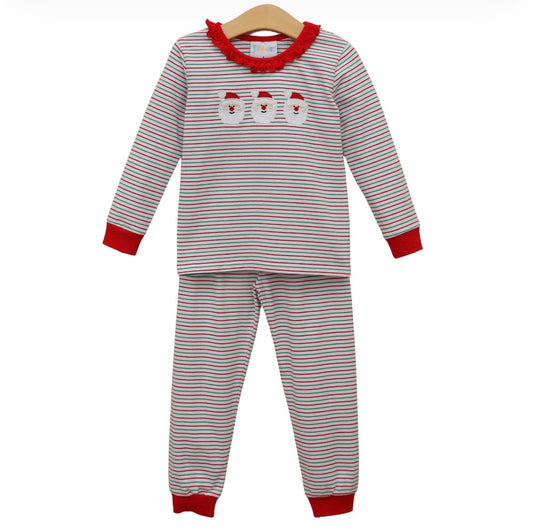 Christmas Candy Stripe Santa Ruffle Set