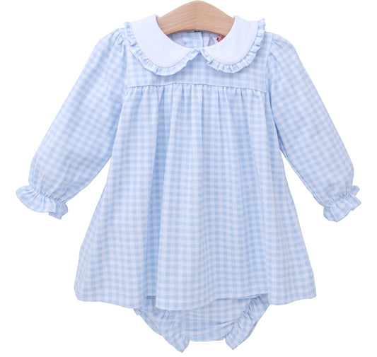 Catherine Diaper Set - Light Blue Windowpane
