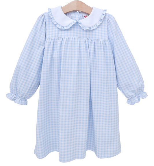 Catherine Dress - Light Blue Windowpane