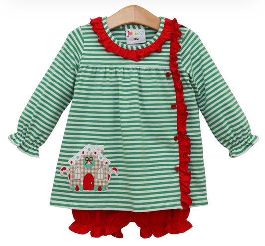 Christmas Cottage Ruffle Bloomer Set