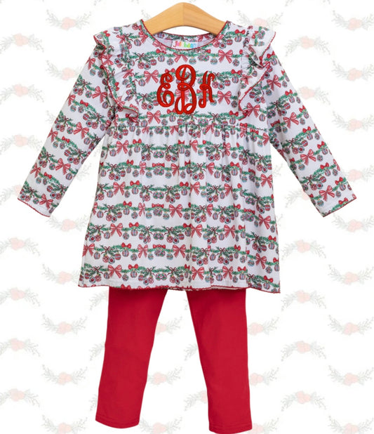 Bows & Baubles Christmas Flutter Pants Set