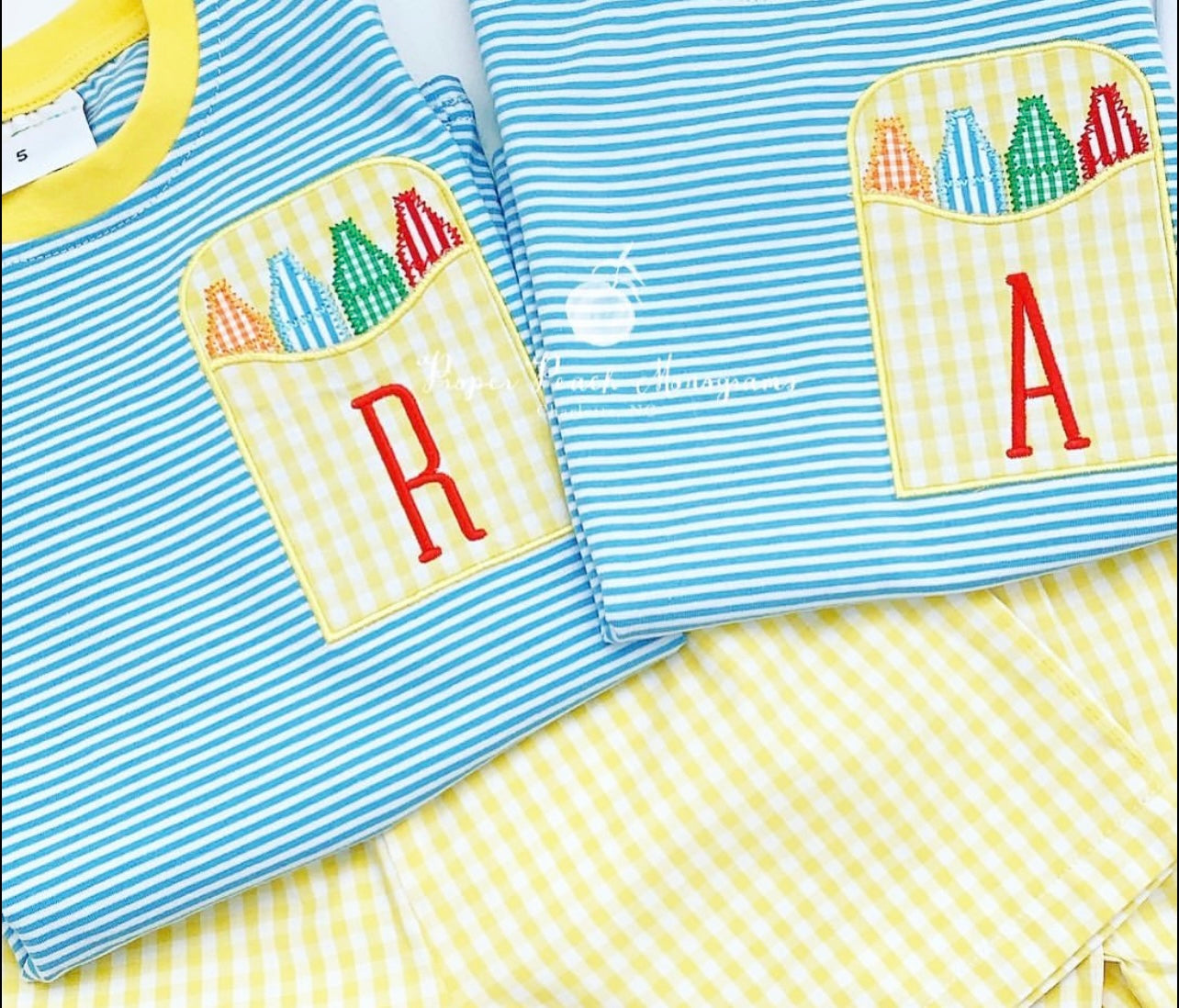 Crayon Pocket Applique Short Set