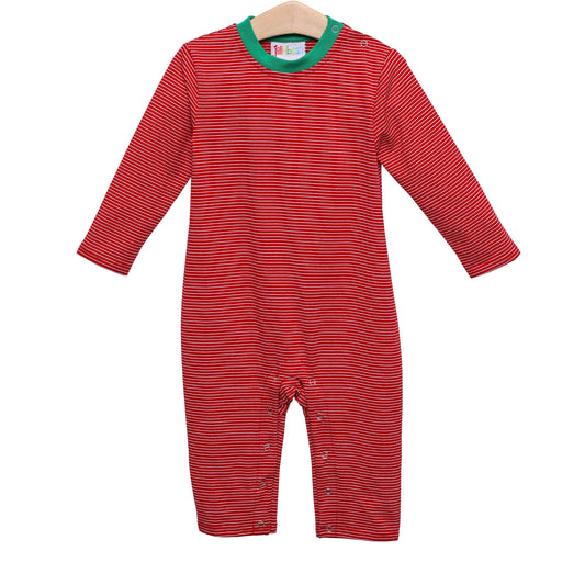 Thomas Romper- Red Stripe & Green