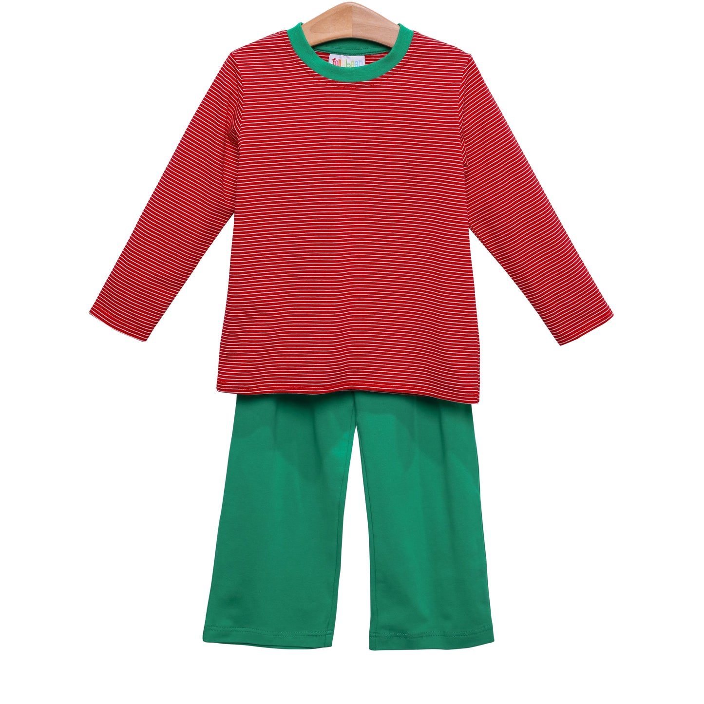 Thomas Pants Set- Red Stripe & Green
