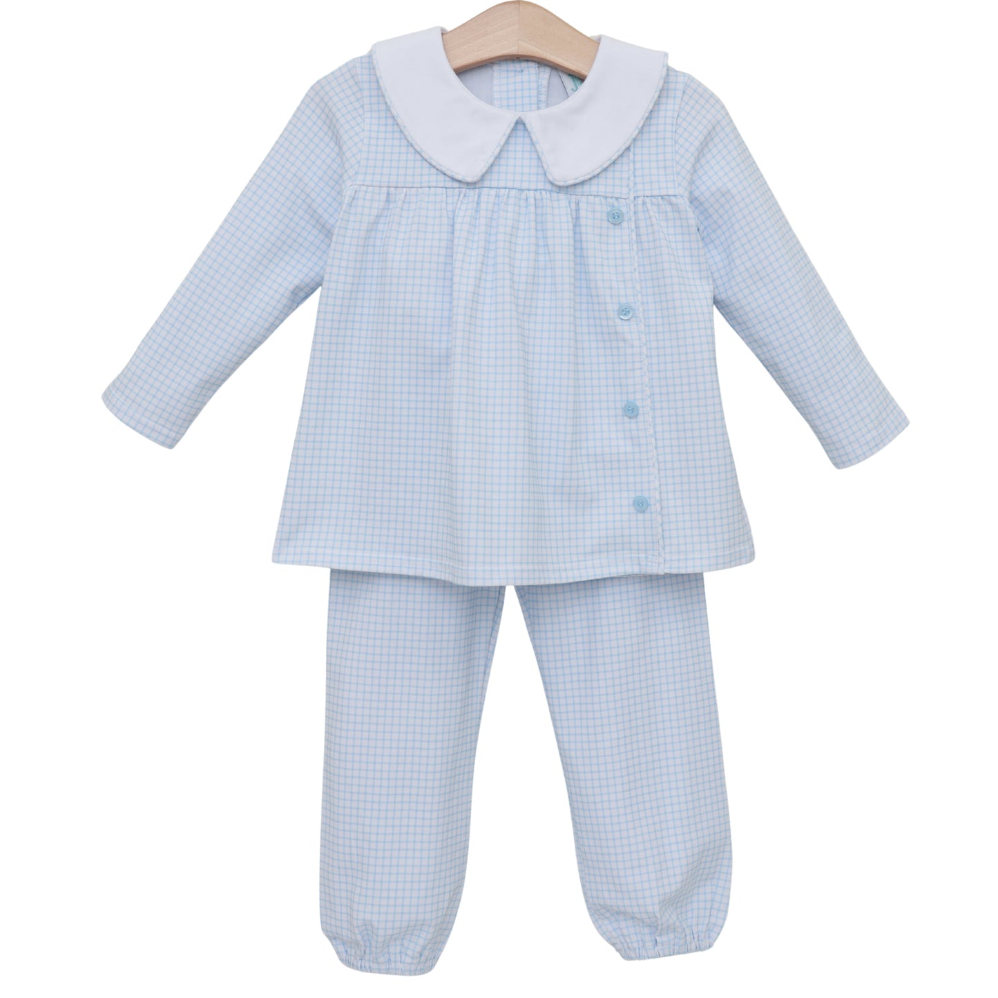 Liam Bloomer Pant Set - Light Blue Windowpane