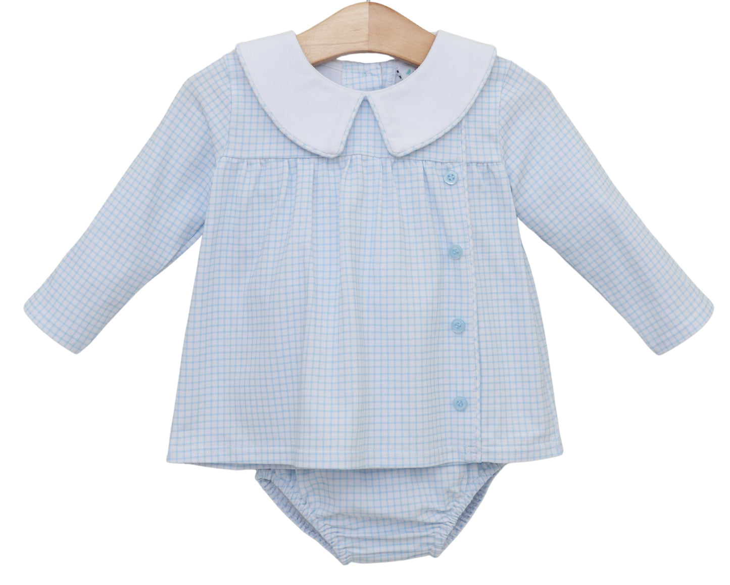 Liam Diaper Set - Light Blue Windowpane