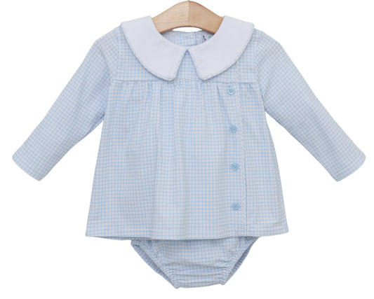 Liam Diaper Set - Light Blue Windowpane