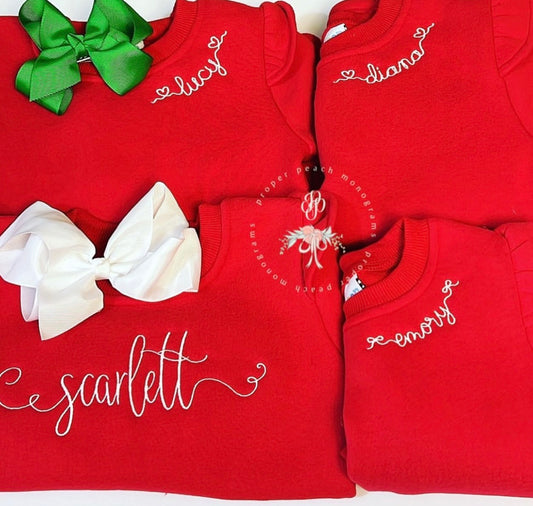 Ruffle Sweatshirt- Red